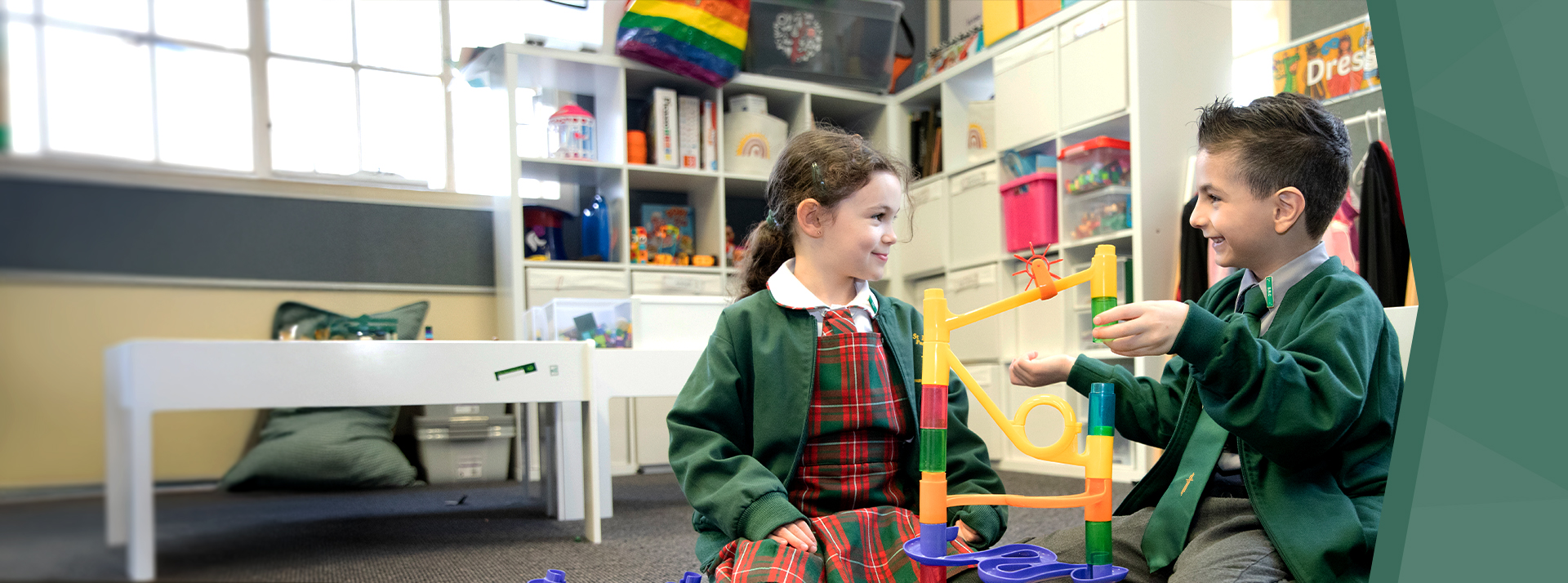St Patrick's Catholic Primary Parramatta students playing with a marble run