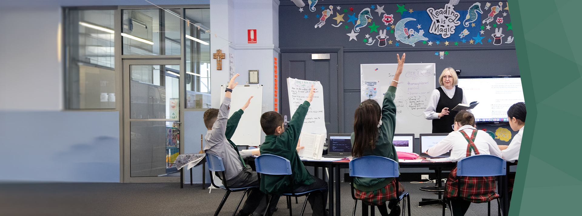 St Patrick's Catholic Primary Parramatta students answering questions for their dedicated teacher