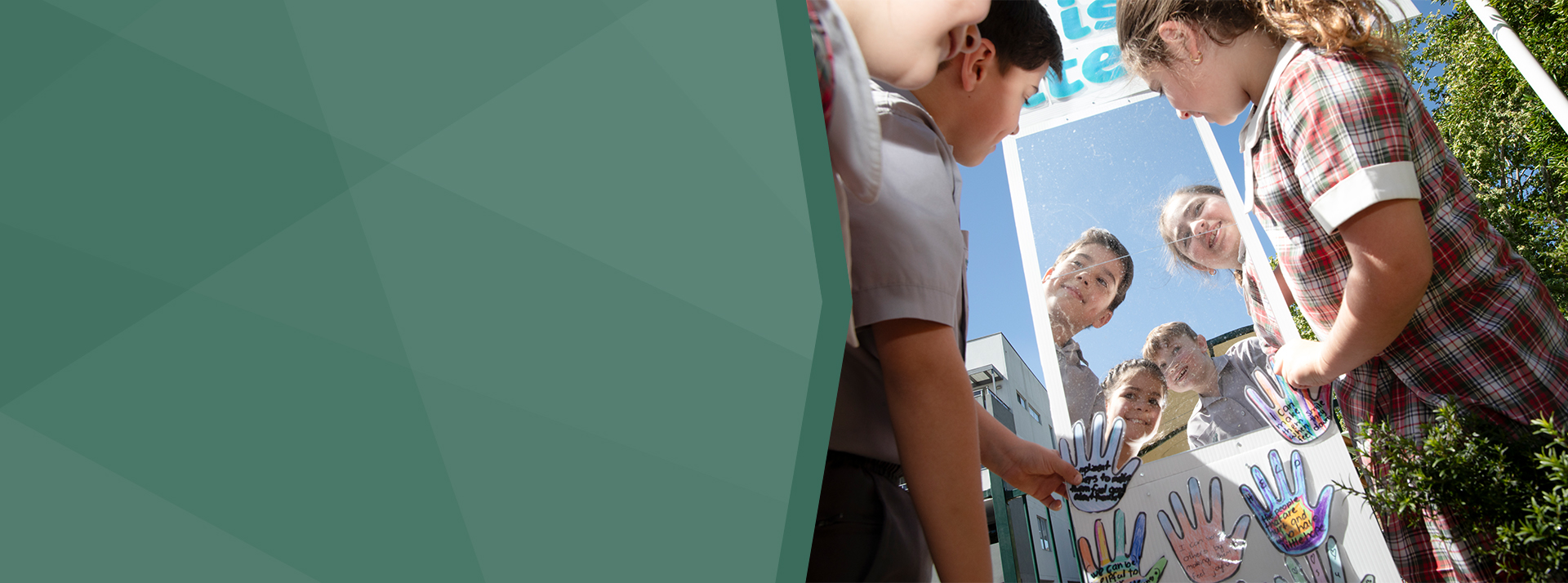 St Patrick's Catholic Primary School Parramatta students looking into mirror