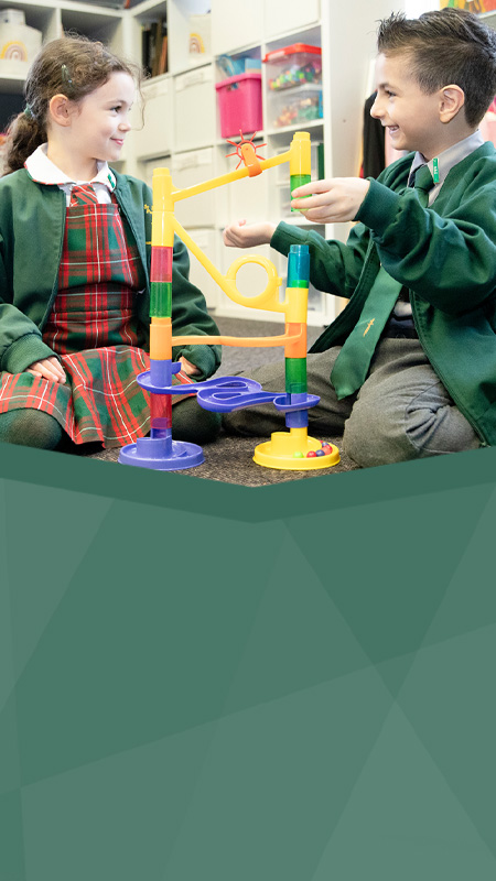 St Patrick's Catholic Primary Parramatta students playing with a marble run