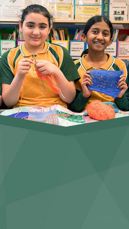 St Patrick's Catholic Primary School Parramatta students knitting for St Vincent de Paul