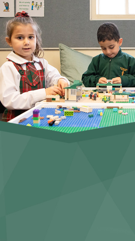 St Patrick's Catholic Primary Parramatta students playing on Lego table