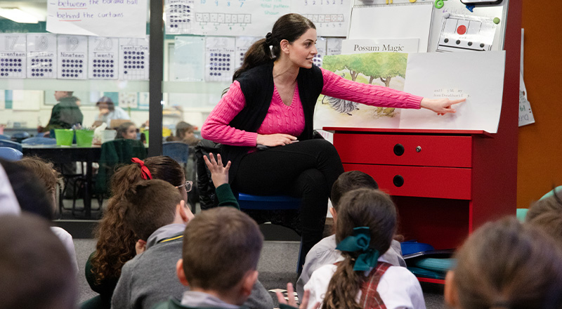 St Patrick's Catholic Primary School Parramatta teacher reading book to students