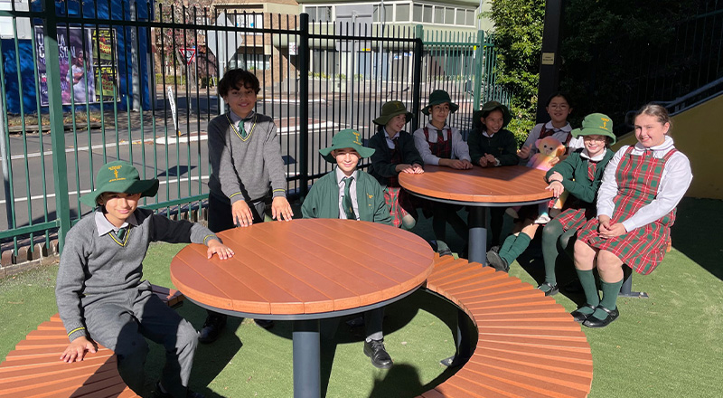 St Patrick's Catholic Primary School Parramatta students sitting at Conversational Hub