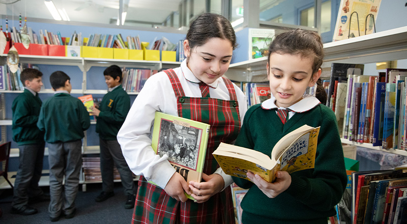 St Patrick's Catholic Primary School Parramatta students reading in school library