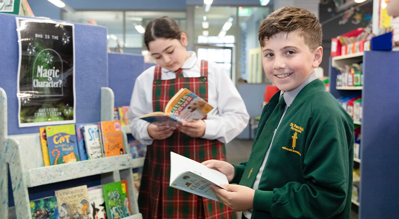 St Patrick's Catholic Primary School Parramatta students reading in library