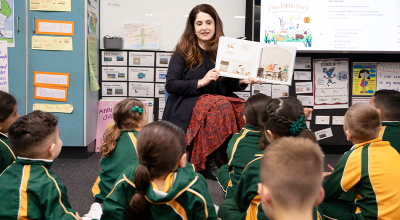 St Patrick's Catholic Primary School Parramatta parent reading to students