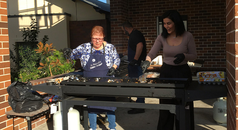 St Patrick's Catholic Primary School Parramatta parents assisting at school BBQ