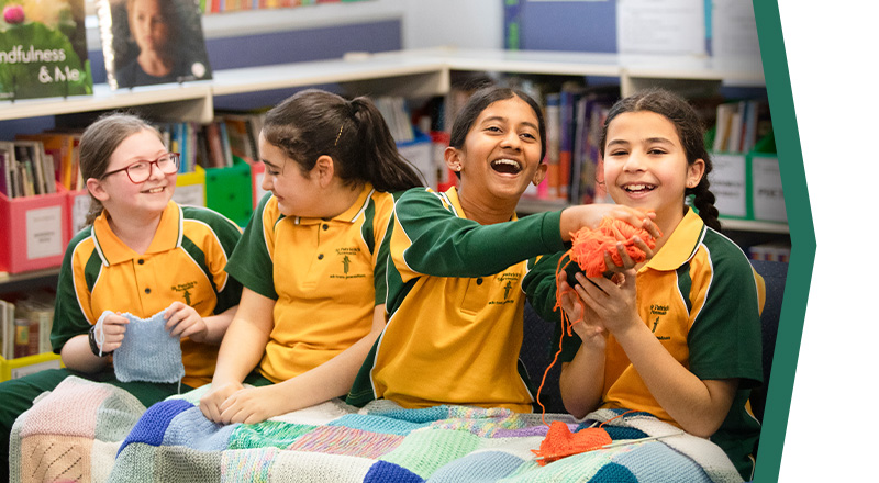 St Patrick's Catholic Primary School Parramatta students knitting