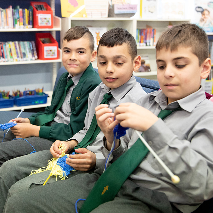 St Patrick's Catholic Primary School Parramatta students knitting